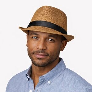 NWT Groovy Glam Tan Straw Fedora Trilby Hat Size S Unisex